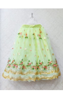 All Over Embroidery And Sequin Work Design Green Kids Dress (KR1263)